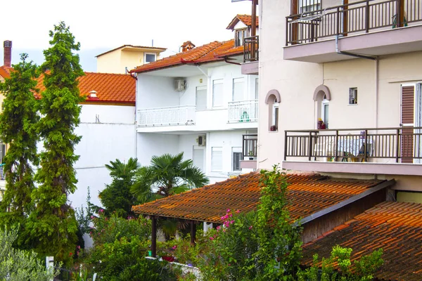 Grecia Pueblo Techo Rojo Montaña — Foto de Stock