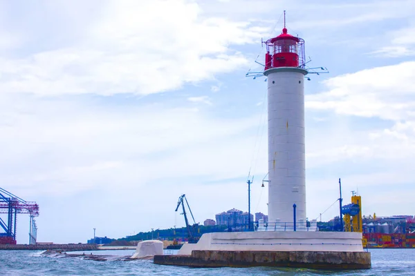 Hermosa Vista Faro Actual Faro Vorontsov Odessa Contra Fondo Del — Foto de Stock