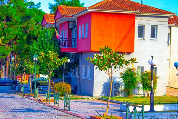 Straße Orange Rotes Haus — Stockfoto