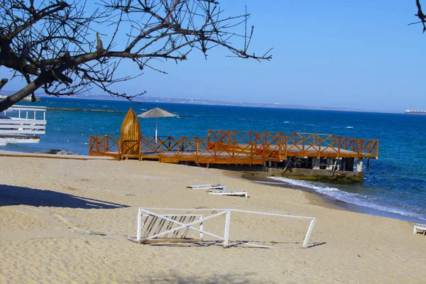 Verão Areia Praia Guarda Sóis Dossel — Fotografia de Stock