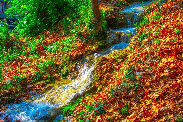 Красивый Каскадный Водопад Брызги Камней — стоковое фото