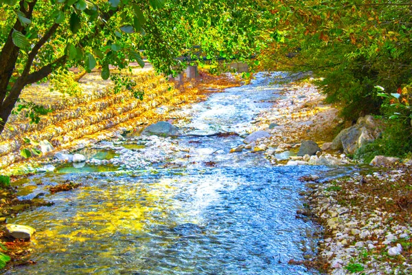 Rio Respingo Rochas Parque Outono — Fotografia de Stock