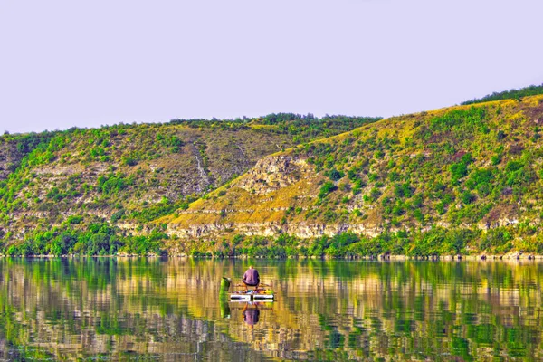 Panorama Río Lago Isla Verdes Colinas — Foto de Stock