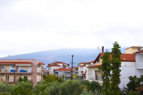 Grèce Village Toit Rouge Montagne — Photo