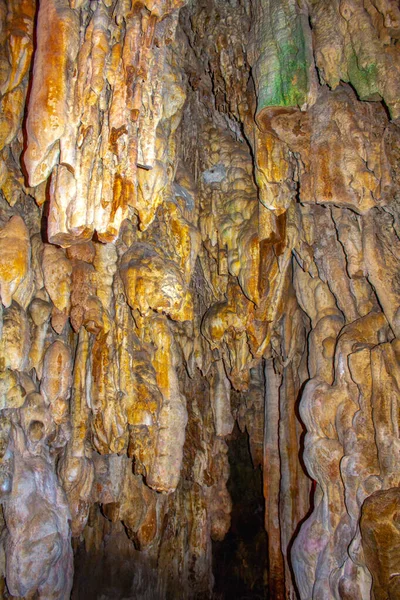 Cueva Estalactita Rocas Fondo Textura — Foto de Stock