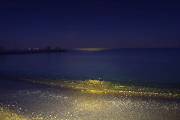 Fondos Panorámicos Las Olas Nocturnas — Foto de Stock