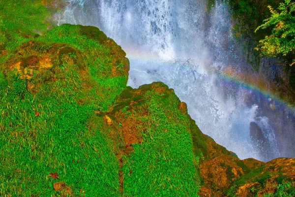 Grèce Belle Grande Cascade Éclaboussures Rochers — Photo