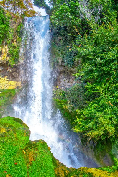 Greece Beautiful Big Waterfall Splash Rocks — Stock Photo, Image