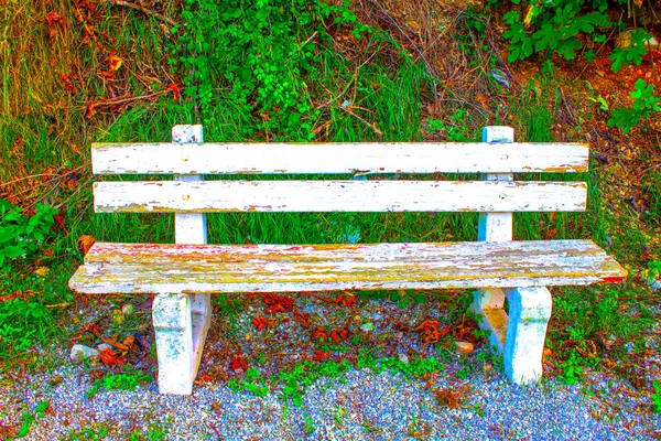 Muebles Blancos Del Banco Del Jardín Parque — Foto de Stock