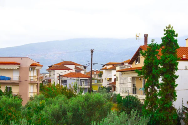 Grecia Villaggio Tetto Rosso Montagna — Foto Stock