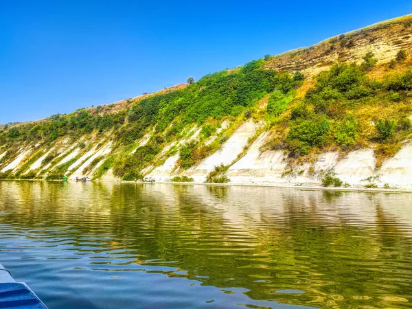 Krajina Dniester Řeka Hladký Vodní Povrch Kopec Země Horizont Pozadí — Stock fotografie