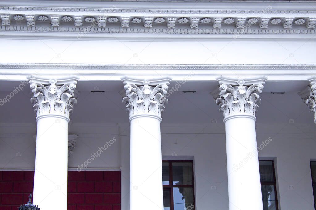 Classic White Column in downtown  architecture