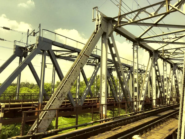 Puente Ferroviario Metal Sobre Remaches — Foto de Stock