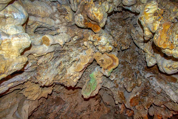 Caverna Estalactite Rochas Fundo Textura — Fotografia de Stock