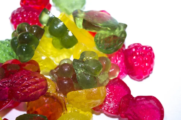 Früchte Gummibonbons Süßigkeiten Flaschenform Ansicht Von Oben Süßer Hintergrund — Stockfoto