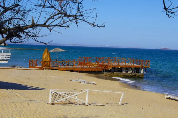 Verão Areia Praia Guarda Sóis Dossel — Fotografia de Stock