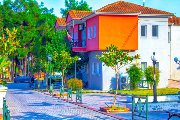 Strada Arancio Rosso Edificio Casa — Foto Stock
