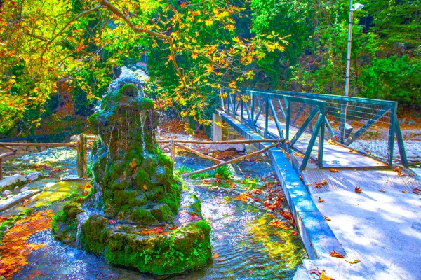 Verde Musgo Pedras Projeto Fonte Água Respingo — Fotografia de Stock