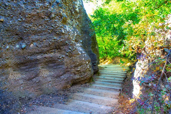 Ancien Escalier Une Grotte Pierre — Photo
