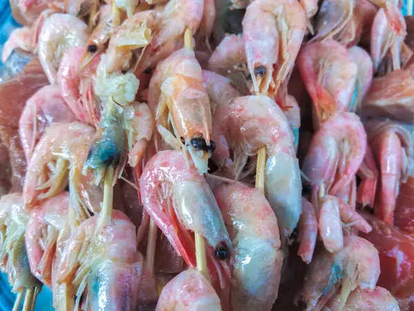 Shrimps Sea Food Raw Barbecue — Stock Photo, Image