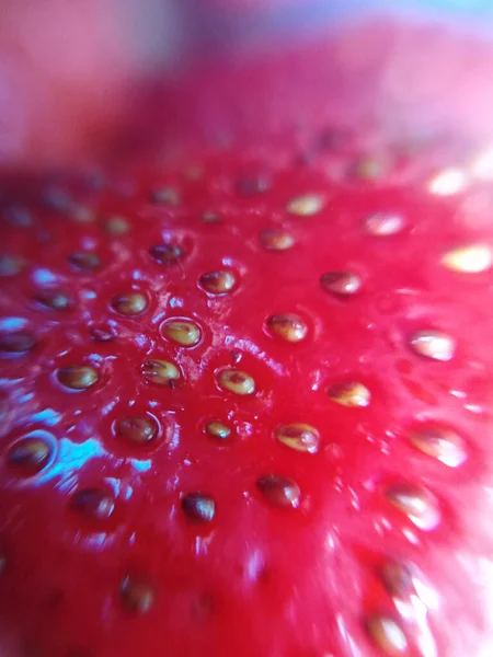 Fresa Roja Madura Como Fondo Textura Macro — Foto de Stock