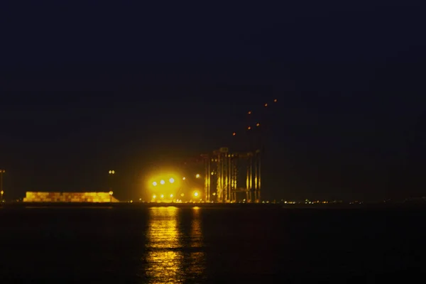 Panorama Noite Mar Onda Fundo — Fotografia de Stock