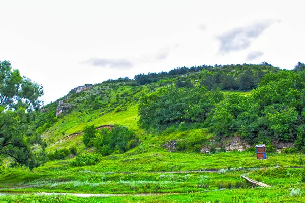 Green Field Hills Landscape Panorama — 스톡 사진