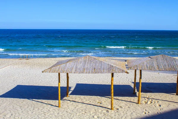 Verão Areia Praia Guarda Sóis Dossel — Fotografia de Stock