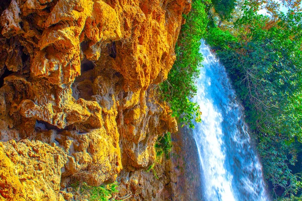 Grèce Belle Grande Cascade Éclaboussures Rochers — Photo