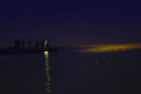 Fondos Panorámicos Las Olas Nocturnas — Foto de Stock