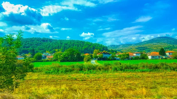 Panorama Champs Collines Paysage Agricole — Photo