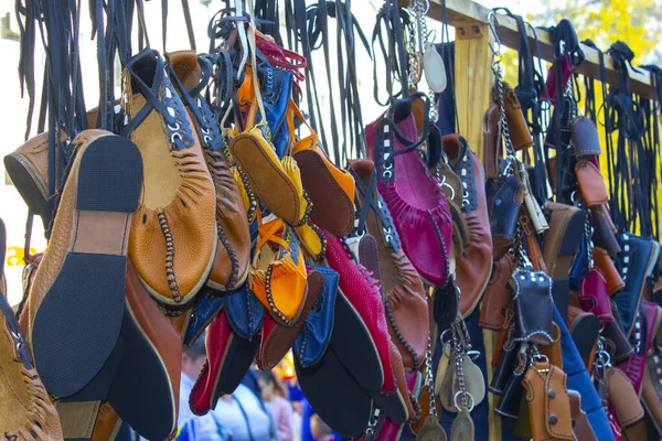 Sapatos Couro Tradicional Retro Artesanal — Fotografia de Stock