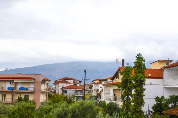 Grécia Aldeia Telhado Vermelho Montanha — Fotografia de Stock