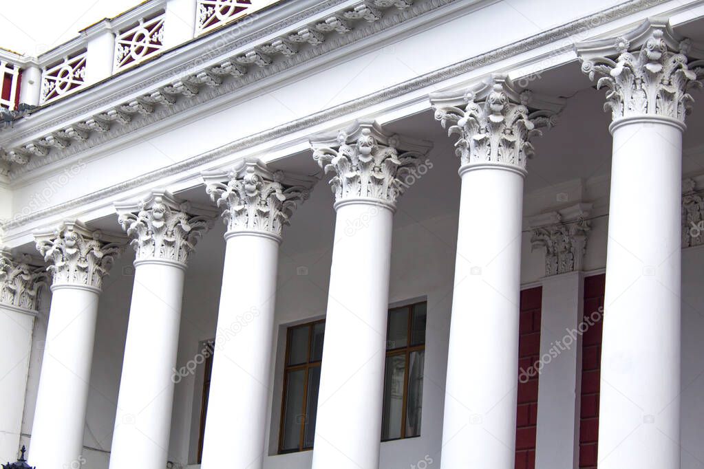 Classic White Column in downtown  architecture