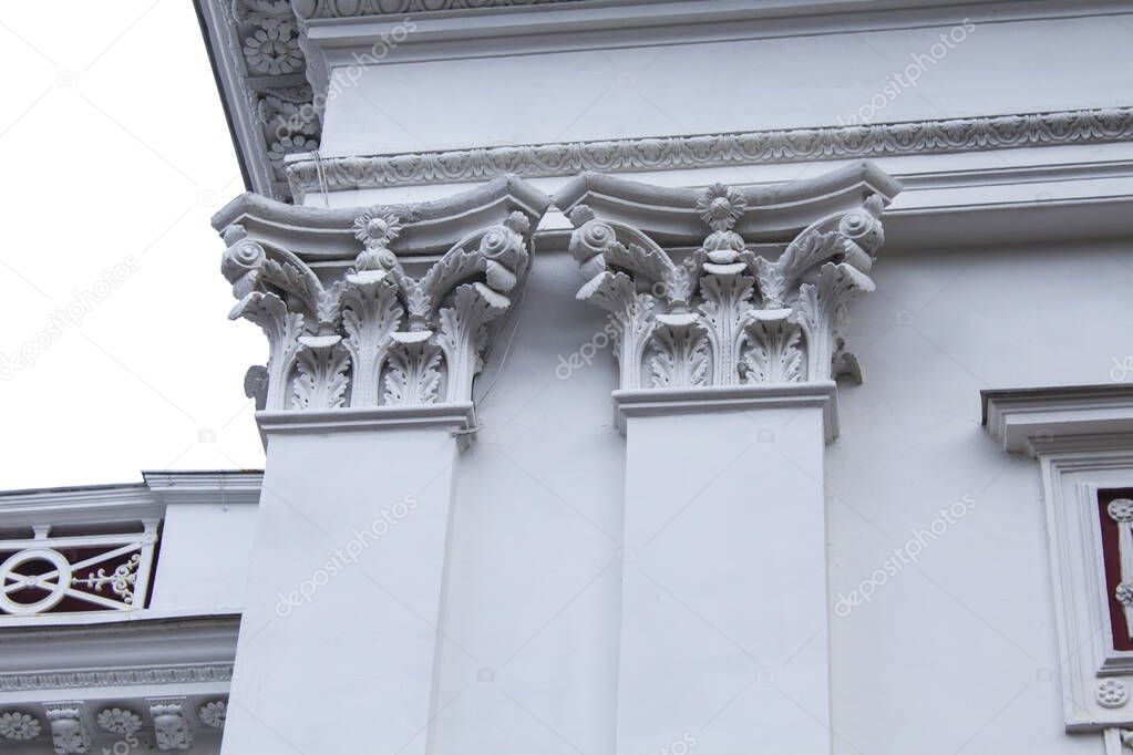 Classic White Column in downtown  architecture