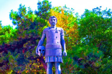 Selanik Şehir Parkı 'nda Yunan heykeli