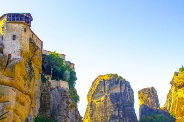 Yunanistan Kalamata ve kale inşa eden manastır dağ manzarası