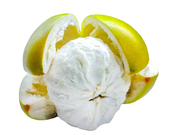 Ωρίμασε Φρέσκο Pomelo Στο Λευκό Φόντο Κοντινό Πλάνο Και Απομονωμένο — Φωτογραφία Αρχείου