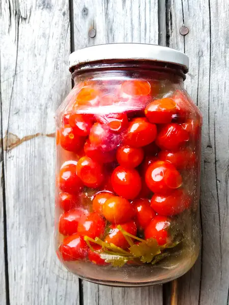 Bocal Tomates Marinées Maison Légumes — Photo