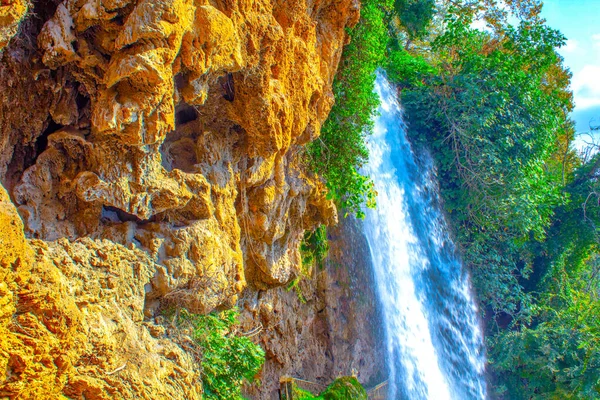 Řecko Krásný Velký Vodopád Splash Skály — Stock fotografie