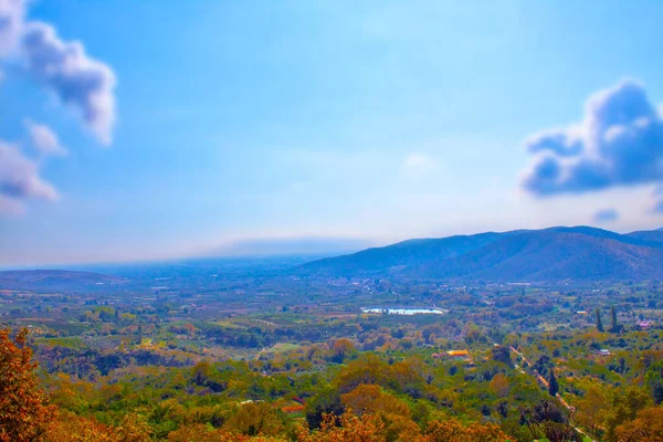 Grèce Ciel Bleu Montagne Panorama Automne — Photo