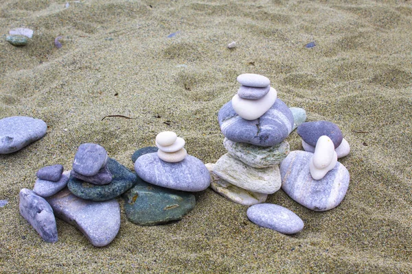 Zen Stone Sand Pebble Art Small Flat Stones Carefully Placed — Stock Photo, Image