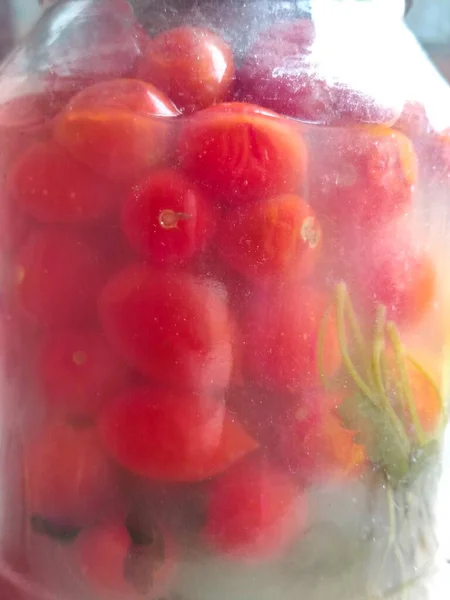 Frasco Tomate Caseiro Marinado Legumes — Fotografia de Stock