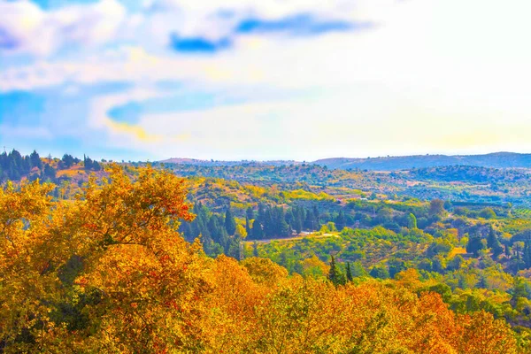 Griekenland Landschap Hemel Herfst Panorama — Stockfoto
