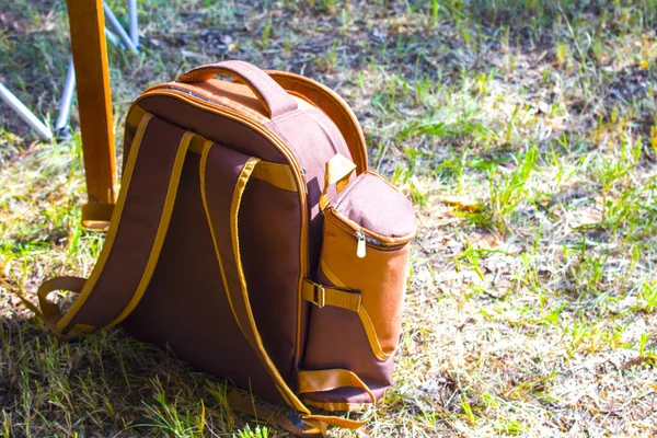 Backpack travel vintage with bag. Adventure travel concept.