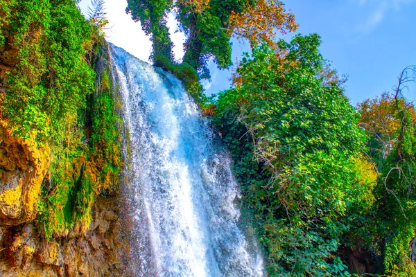 Greece Beautiful Big Waterfall Splash Rocks — Stock Photo, Image