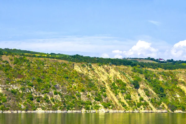 Krajina Dniester Řeka Hladký Vodní Povrch Kopec Země Horizont Pozadí — Stock fotografie