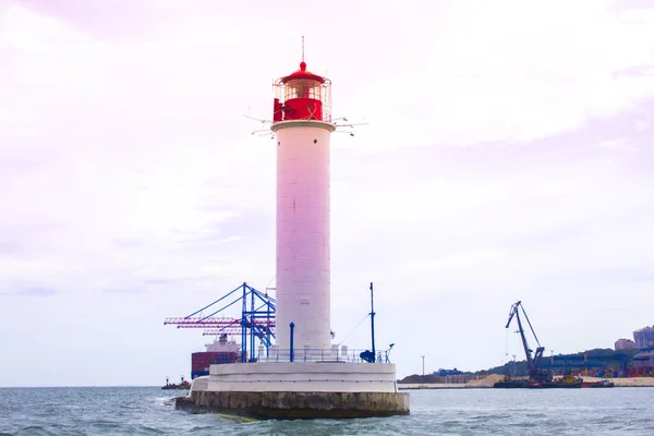 Beautiful View Current Lighthouse Vorontsov Lighthouse Odessa Background Black Sea — Stock Photo, Image