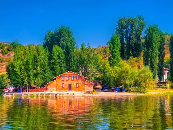 Vue Panoramique Village Pêcheurs Sur Lac — Photo
