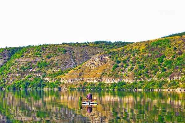 Panorama Rio Lago Ilha Colinas Verdes — Fotografia de Stock